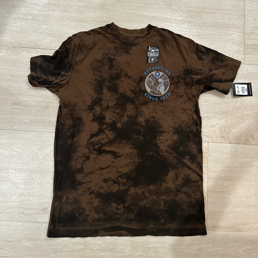 NWT- LARGE BROWN AFFLICTION APACHE SHORT SLEEVE TEE